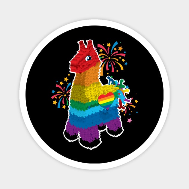 Rainbow Llama Magnet by CuddleswithCatsArt